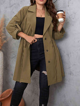 Load image into Gallery viewer, Plus Size Lapel Collar Drawstring Roll-Tab Sleeve Trench Coat