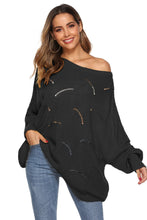 Load image into Gallery viewer, Round Neck Long Sleeve Openwork Sweater
