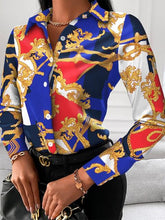 Load image into Gallery viewer, Printed Collared Neck Long Sleeve Shirt