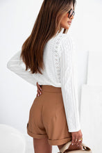 Load image into Gallery viewer, V-Neck Lace Detail Long Sleeve Blouse