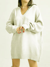 Load image into Gallery viewer, V-Neck Dropped Shoulder Sweater Dress