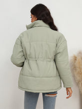 Load image into Gallery viewer, Drawstring Waist Zip-Up Puffer Jacket