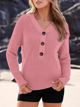 Load image into Gallery viewer, Half Button Long Sleeve Knit Top