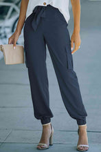 Load image into Gallery viewer, Tied High Waist Cargo Joggers