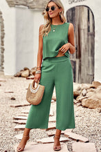 Load image into Gallery viewer, Buttoned Round Neck Tank and Wide Leg Pants Set