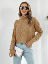 Load image into Gallery viewer, Turtleneck Dropped Shoulder Sweater