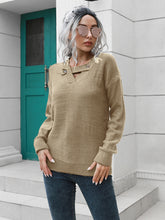 Load image into Gallery viewer, Dropped Shoulder Button Detail Sweater
