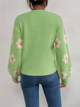 Load image into Gallery viewer, Flower Round Neck Latern Sleeve Sweater