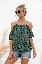 Load image into Gallery viewer, Printed Cold-Shoulder Frill Trim Blouse