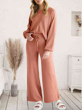 Load image into Gallery viewer, Long Sleeve Lounge Top and Drawstring Pants Set