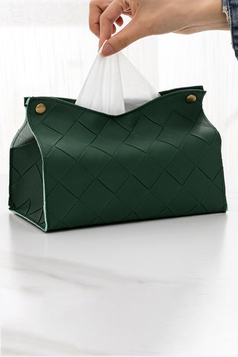 Woven Vegan Leather Tissue Box Cover