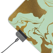 Load image into Gallery viewer, Seagreen and Gold Swirl LED Gaming Mouse Pad