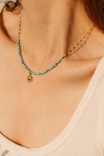 Load image into Gallery viewer, Turquoise Beaded 18K Gold-Plated Sun Shape Pendant Necklace