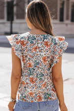 Load image into Gallery viewer, Printed Butterfly Sleeve Round Neck Blouse