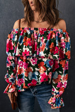 Load image into Gallery viewer, Floral Off-Shoulder Flounce Sleeve Layered Blouse