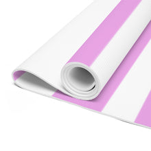 Load image into Gallery viewer, Pink and White Stripped Foam Yoga Mat