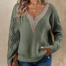 Load image into Gallery viewer, Contrast V-Neck Sweater