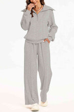 Load image into Gallery viewer, Half Zip Collared Neck Sweatshirt and Pants Set