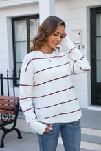 Load image into Gallery viewer, Striped Round Neck Long Sleeve Sweater