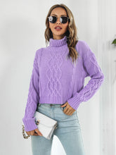 Load image into Gallery viewer, Turtleneck Dropped Shoulder Sweater