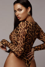 Load image into Gallery viewer, Scoop Neck Cheetah Mesh Bodysuit