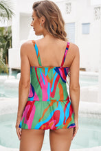 Load image into Gallery viewer, Ruched Ruffle Hem Swim Dress