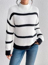 Load image into Gallery viewer, Striped Mock Neck Sweater