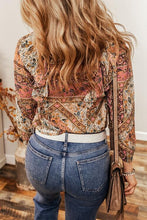 Load image into Gallery viewer, Printed Ruffled Three-Quarter Sleeve Top