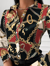 Load image into Gallery viewer, Printed Collared Neck Long Sleeve Shirt