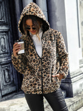 Load image into Gallery viewer, Leopard Zip-Up Hooded Jacket