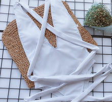 Load image into Gallery viewer, Halter Neck Deep V Tied One-Piece Swimsuit