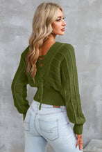 Load image into Gallery viewer, Surplice Neck Lace-Up Sweater