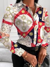 Load image into Gallery viewer, Printed Collared Neck Long Sleeve Shirt