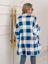 Load image into Gallery viewer, Plaid Collared Neck Longline Coat