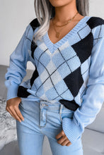 Load image into Gallery viewer, Geometric V-Neck Sweater