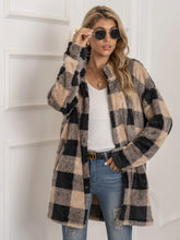 Load image into Gallery viewer, Plaid Collared Neck Longline Coat