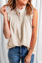 Load image into Gallery viewer, Buttoned Frill Trim Smocked Sleeveless Blouse