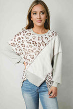 Load image into Gallery viewer, Leopard Exposed Seams Round Neck Sweatshirt