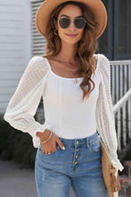 Load image into Gallery viewer, Swiss Dot Flounce Sleeve Square Neck Bodysuit