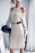 Load image into Gallery viewer, Cold Shoulder Rib-Knit Sweater Dress (Belt Not Included)