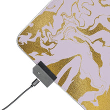 Load image into Gallery viewer, Lilac &amp; Gold Swirl Design LED Gaming Mouse Pad