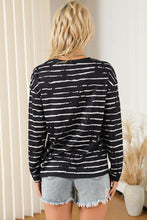 Load image into Gallery viewer, Striped Round Neck Long Sleeve T-Shirt