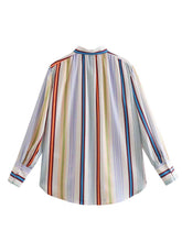 Load image into Gallery viewer, Striped Button Down Lantern Sleeve Shirt