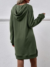Load image into Gallery viewer, Slit Long Sleeve Hooded Dress with Pocket