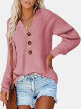 Load image into Gallery viewer, Half Button Long Sleeve Knit Top