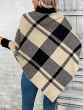 Load image into Gallery viewer, Plaid Turtleneck Poncho