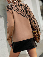Load image into Gallery viewer, Leopard Mock Neck Dropped Shoulder Sweater