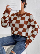 Load image into Gallery viewer, Checkered Round Neck Sweater