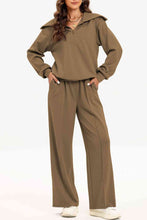 Load image into Gallery viewer, Half Zip Collared Neck Sweatshirt and Pants Set