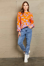 Load image into Gallery viewer, Woven Right Leopard Round Neck Dropped Shoulder Sweater